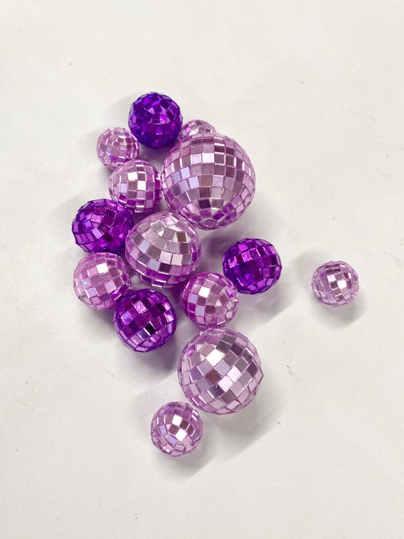 Lilac Purple Disco Balls-Mini Disco Balls-Cake Decorations-Pink Purple Disco Ball Cake Toppers - Cupcake Toppers-Pink Disco Ball Pack