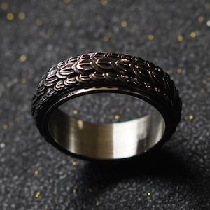 Anxiety Relief Spinner Ring - Dragon Scale Titanium Steel Ring for Stress & Fidgeting Men Gift
