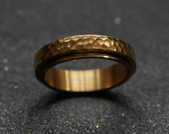 Goldring Dreh-Fidget-Ring Sorgen-Titan-Stahl Ring Paarringe Angstringe Geschenk zum Vatertag