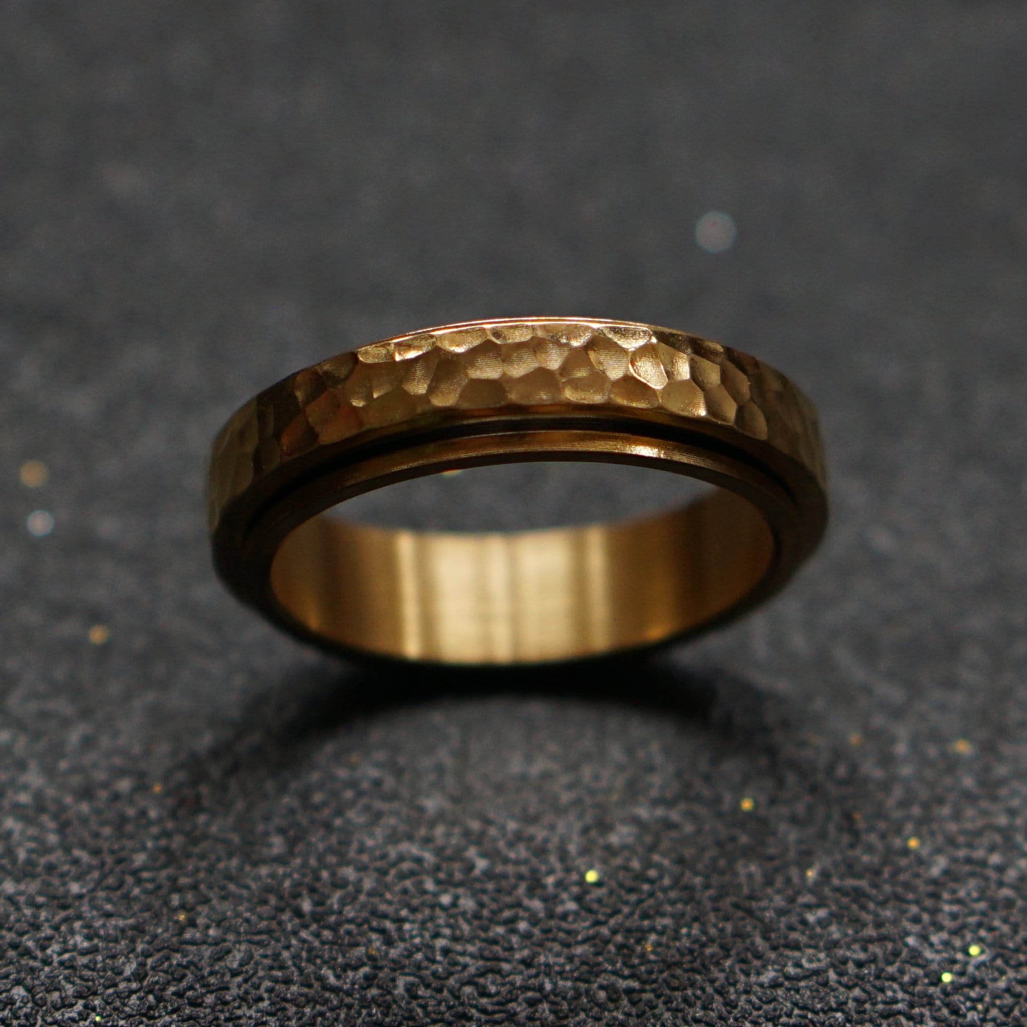 Gold Ring Rotating Fidget Ring Worry Titanium steel Ring Couple Rings Anxiety Rings Gift for Men