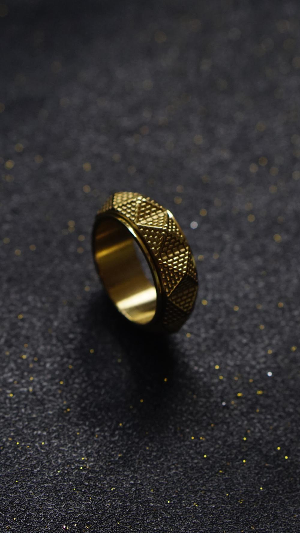 Rotating Fidget Ring Spinning Rings Retro Pyramid Ring Titanium Ring ...