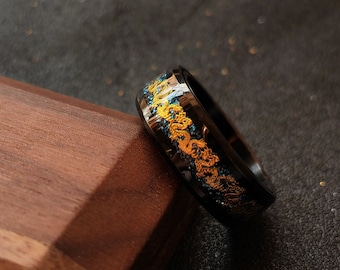 Black Titanium Ring Rotating Fidget Ring Gold Dragon Ring Gift Anxiety Rings