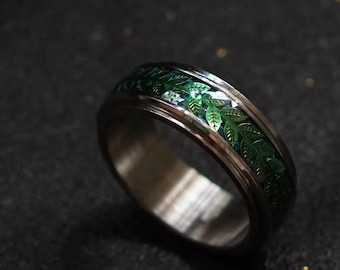 Titanring Rotierender Fidget Ring Grüne Ähre Ring Geschenk Angst Ringe