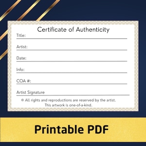 Printable ACEO Certificate of Authenticity PDF + PNG – One-of-a-Kind Art Card Non-Editable Instant Download image 2