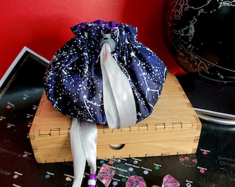 Night sky Dice bag With POCKETS glows in the dark.