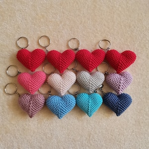 Heart Keychain- Crochet Keychain- Bride shower- Bag Accessory- Heart Bag Charm- Bridesmaid gift- Birthday gift- Needle craft- Gifts for her