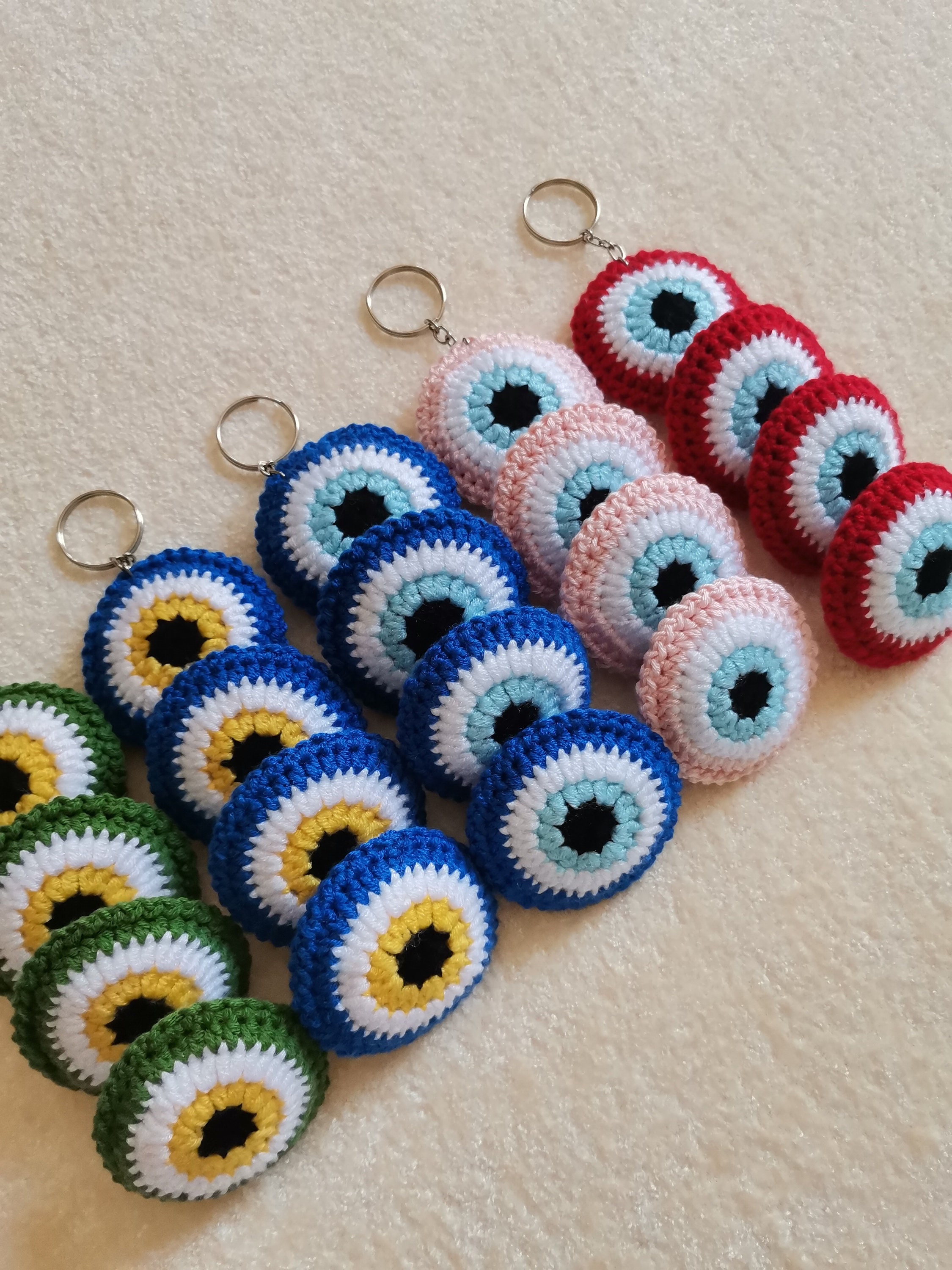 Crochet Evil Eye Keychain for Women Handmade Evil Eye Key Etsy