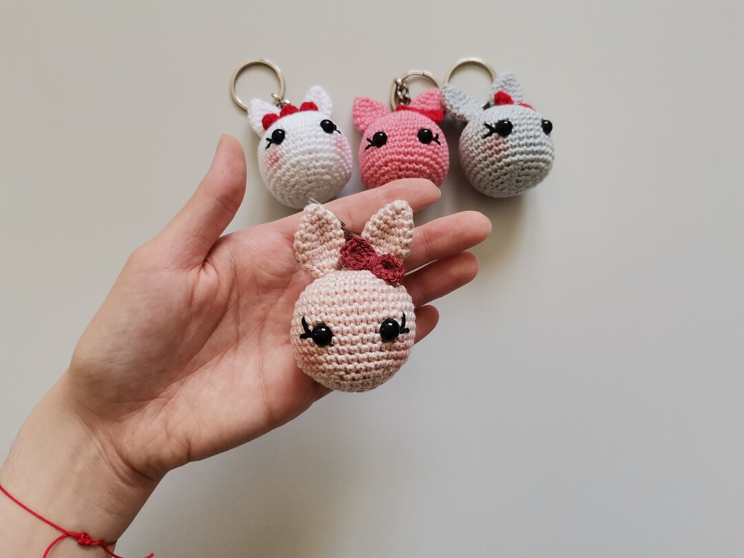 Custom Amigurumi Rabbit Keychain, Crochet Rabbit Keychain Gift