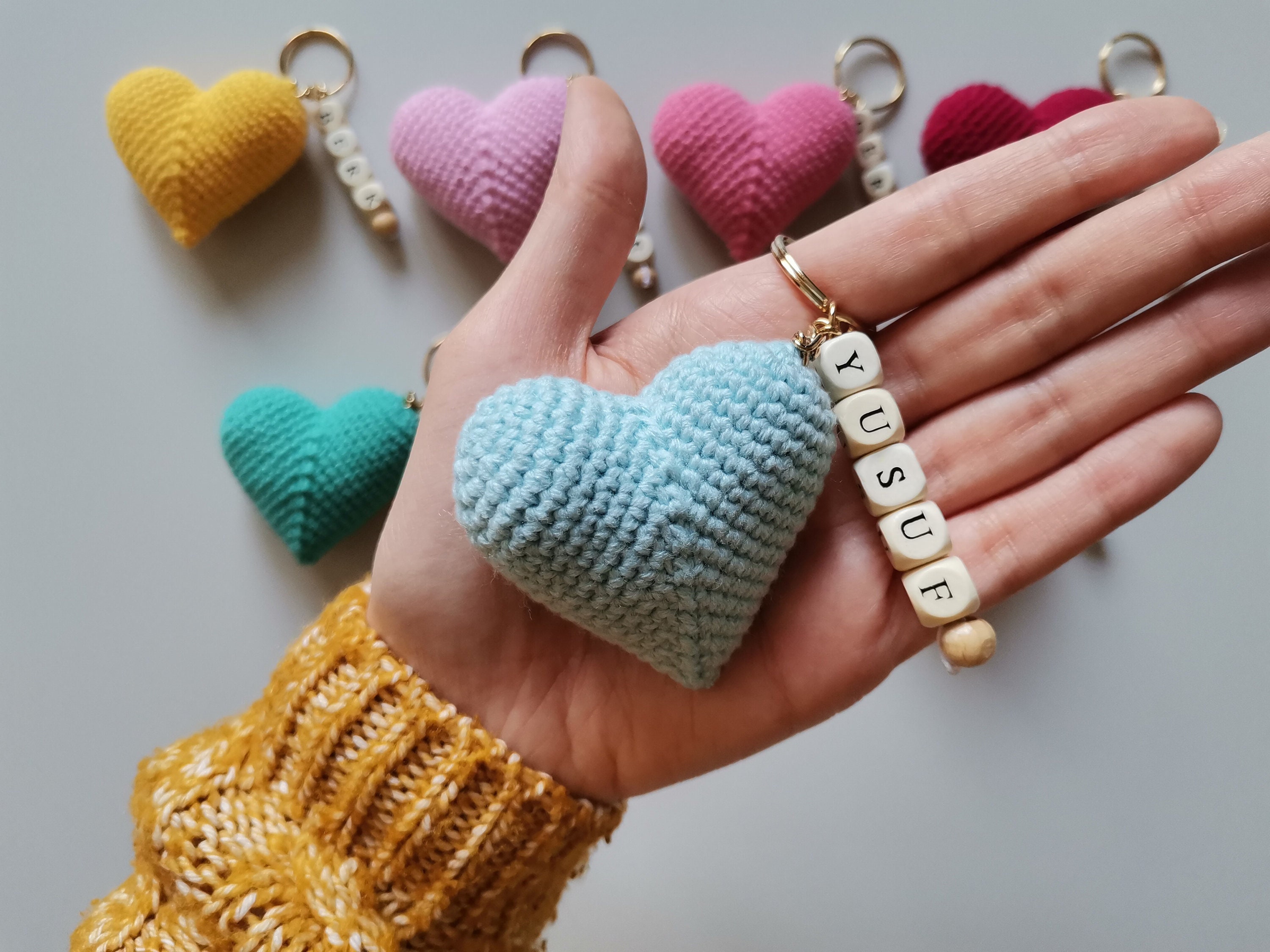 Crochet Heart Flat Personalized Tags - Set of 20