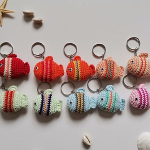 Personalized Crochet Fish Keychain Gift For Birthday, Knitting Bag Charm Fertility Symbol, Handmade Amigurumi Keychain Accessory