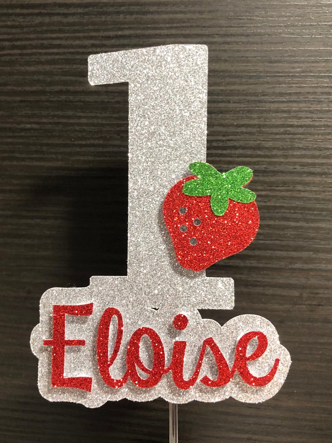 Strawberry 1st Birthday Cake Topper Berry Sweet One Glitter - Etsy