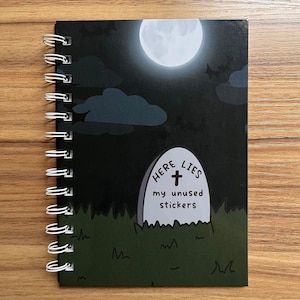 Graveyard Sticker Album Reusable, 5x7 Reusable Sticker Book (80 Pages), Sticker Storage, Sticker Album, Reusable Sticker Album, Halloween