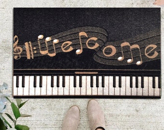 Music and Piano Decor Entryway Doormat , Music Art High Quality Anti-Slip PVC Door Mats , Entryway Mat for Home Decor , Home Gift , 40x60cm