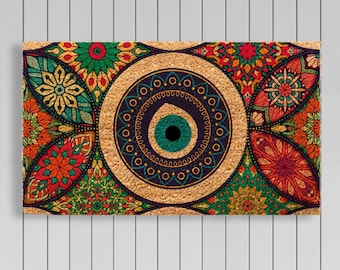 Wycieraczka Evil Eye, wycieraczka Guard Eye, wystrój domu, dywanik powitalny, prezent na parapetówkę, wystrój drzwi wejściowych, wycieraczka Definition, wystrój ganku