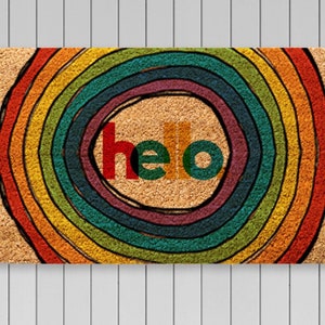 Hello Doormat ,Rainbow Doormat, LGBT Friendly ,Family gift ,Welcome Rug,Housewarming Gift,Front Door Decor, Definition Door Mat, Porch Decor