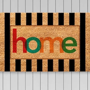Home Rainbow Doormat, witamy wystrój domu, prezent rodzinny, dywanik powitalny, prezent na parapetówkę, wystrój drzwi wejściowych, definicja wycieraczki, wystrój ganku
