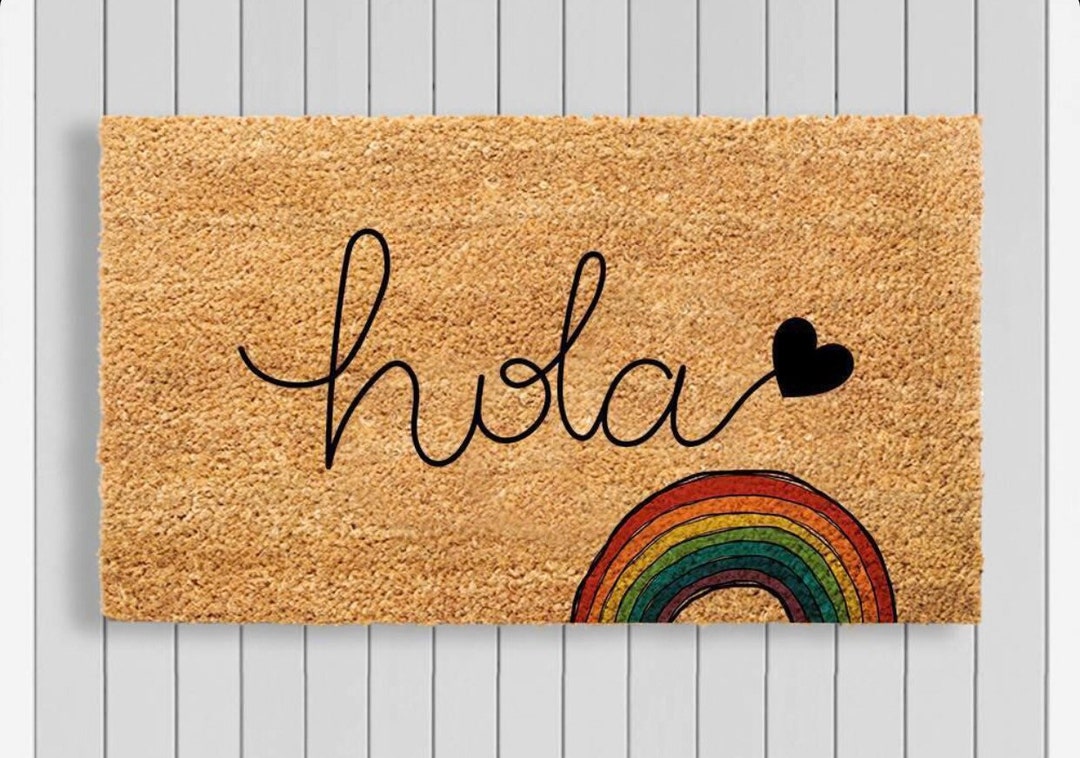 Hola Doormat, Spanish Rug,housewarming Gift