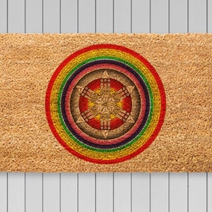Wycieraczka artystyczna (Mandala Atlantydy), prezent rodzinny, dywanik powitalny, prezent na parapetówkę, dekoracja drzwi wejściowych, wycieraczka Definition, dekoracja ganku