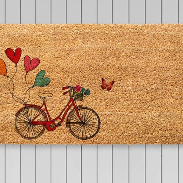 Love Bike Doormat , Spring Doormat, Home Decor, Lover Gift ,Housewarming Gift, Front Door Decor, Definition Door Mat, Porch Decor