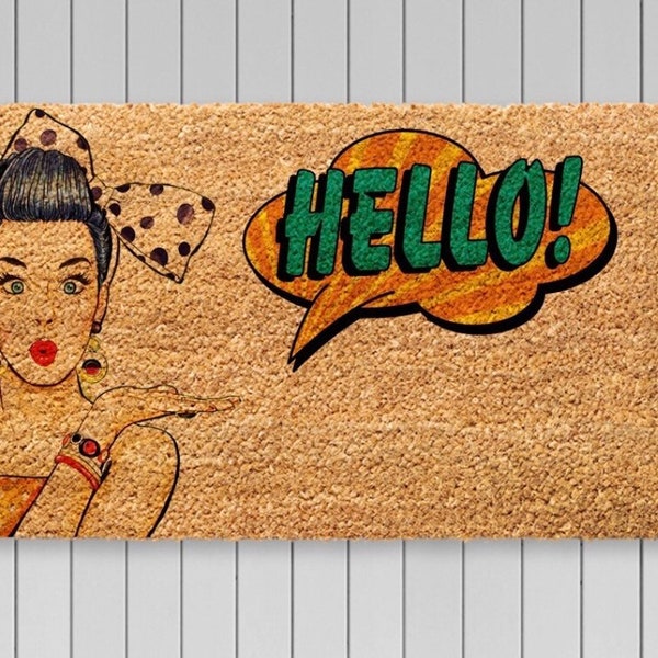 Pop Art Doormat ,Hello  Funny Doormat ,Home Decor , Welcome Rug,Housewarming Gift,Front Door Decor, Definition Door Mat, Porch Decor