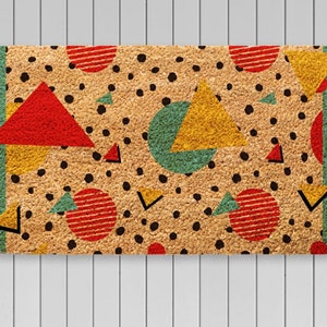 Geometric Pattern Colored Doormat, Garden Decor, Family Gift Doormat, Housewarming Gift, Front Door Decor, Definition Door Mat, Porch Decor