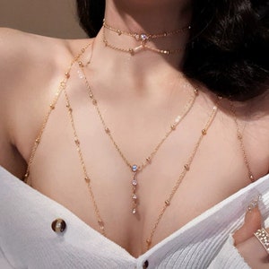 Brustkette Körperkette Liebe Tipps Schmuck koreanische multifunktionale gold Halskette Gold