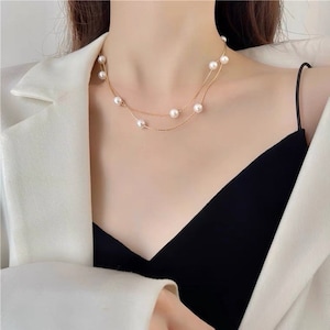 Schmuck koreanische lange Perle Halsketten einzeln tragbar gold Halskette multifunktionale gold Halskette pearl necklace