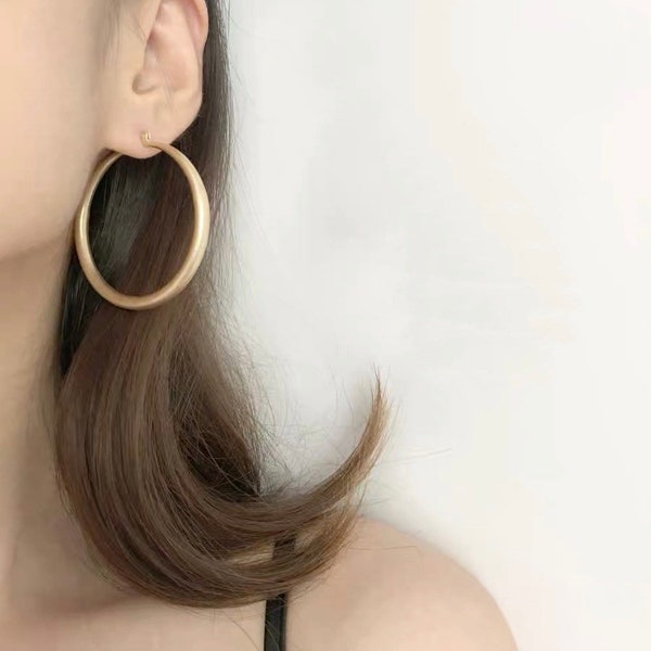 Schmuck elegant earrings Metall Ohrringe round earrings gold earrings Ohrringe Gold matt Gold Ohrstecker gold Silver 925