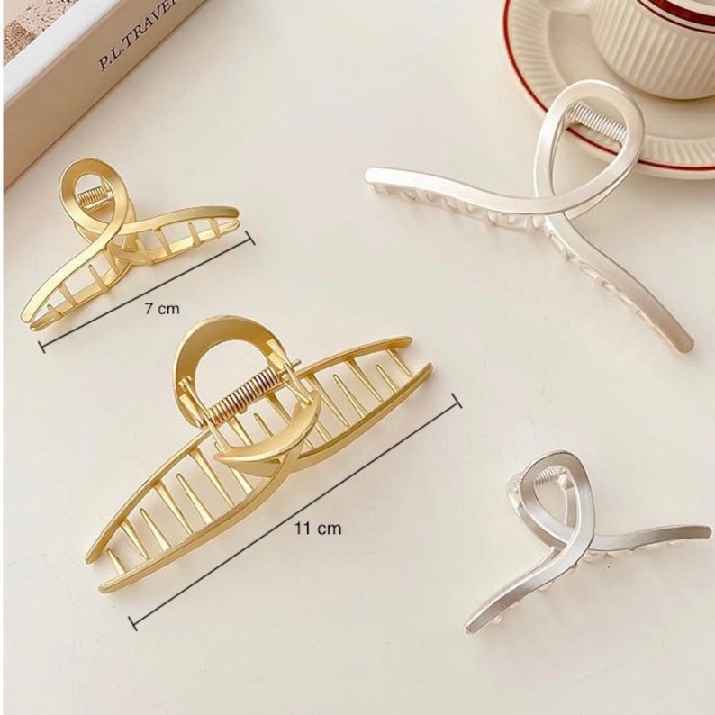 JanieLs Schmuck elegante forcina barrette oro Metall forcina chic Haarspange Haarschmuck Fermaglio per capelli squalo oro Haarklammer regali per lei immagine 3