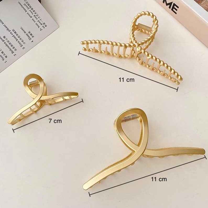 JanieLs Schmuck elegant hairpin barrette gold Metall hairpin chic Haarspange Haarschmuck Gold shark hair clip Haarklammer gifts for her image 4