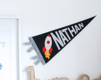 Space Flag - Pennant Flag - Custom Pennant Flag - Space Wall Decor - Pennant Flag Nursery - Custom Name Flag - Pennant Flag Kids