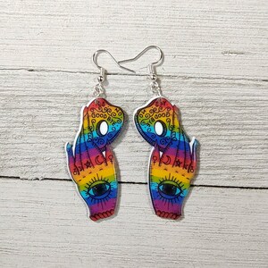 Rainbow Planchette Earrings | Ouija Board Earrings | Gothic Earrings | Witchy Earrings | Halloween Earrings |