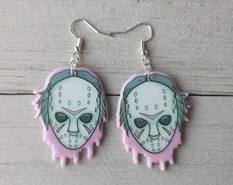 Pastel Jason Voorhees Earrings | Friday The 13th Earrings | Horror Movie Earrings | Halloween Earrings |