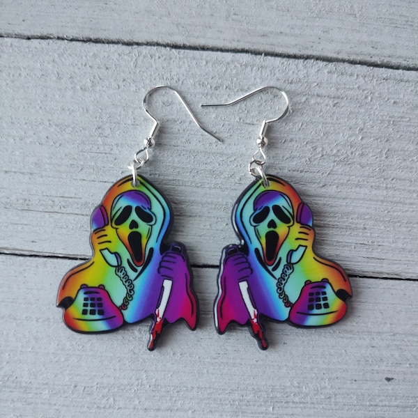 Colorful Ghostface Earrings | Horror Earrings | Scream Earrings | Ghostface Earrings | Halloween Earrings | Movie Earrings