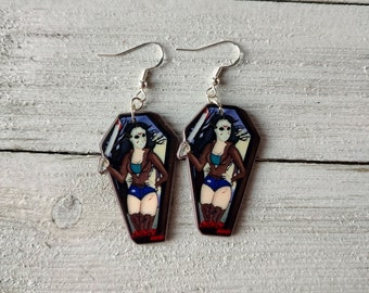 Curvy Jason Voorhees Earrings | Friday The 13th Earrings | Horror Movie Earrings | Halloween Earrings | Gothic Earrings |