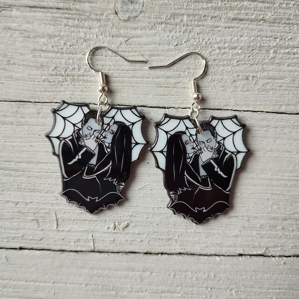 Adams Family Morticia and Gomez Earrings