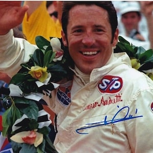 Mario Andretti signed 8x10 indy photo w/ hologram coa