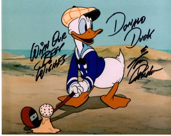 Tony anselmo signed 8X10 donald duck golfing golf photo w/ hologram coa