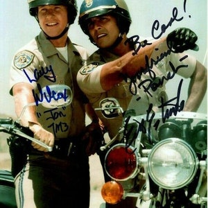 Larry wilcox and erik estrada signed chips photo w/ hologram coa