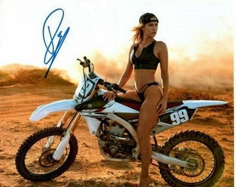 Paige Spiranac signed 8x10 sexy dirt bike motorcycle photo w/ hologram coa lpga golf