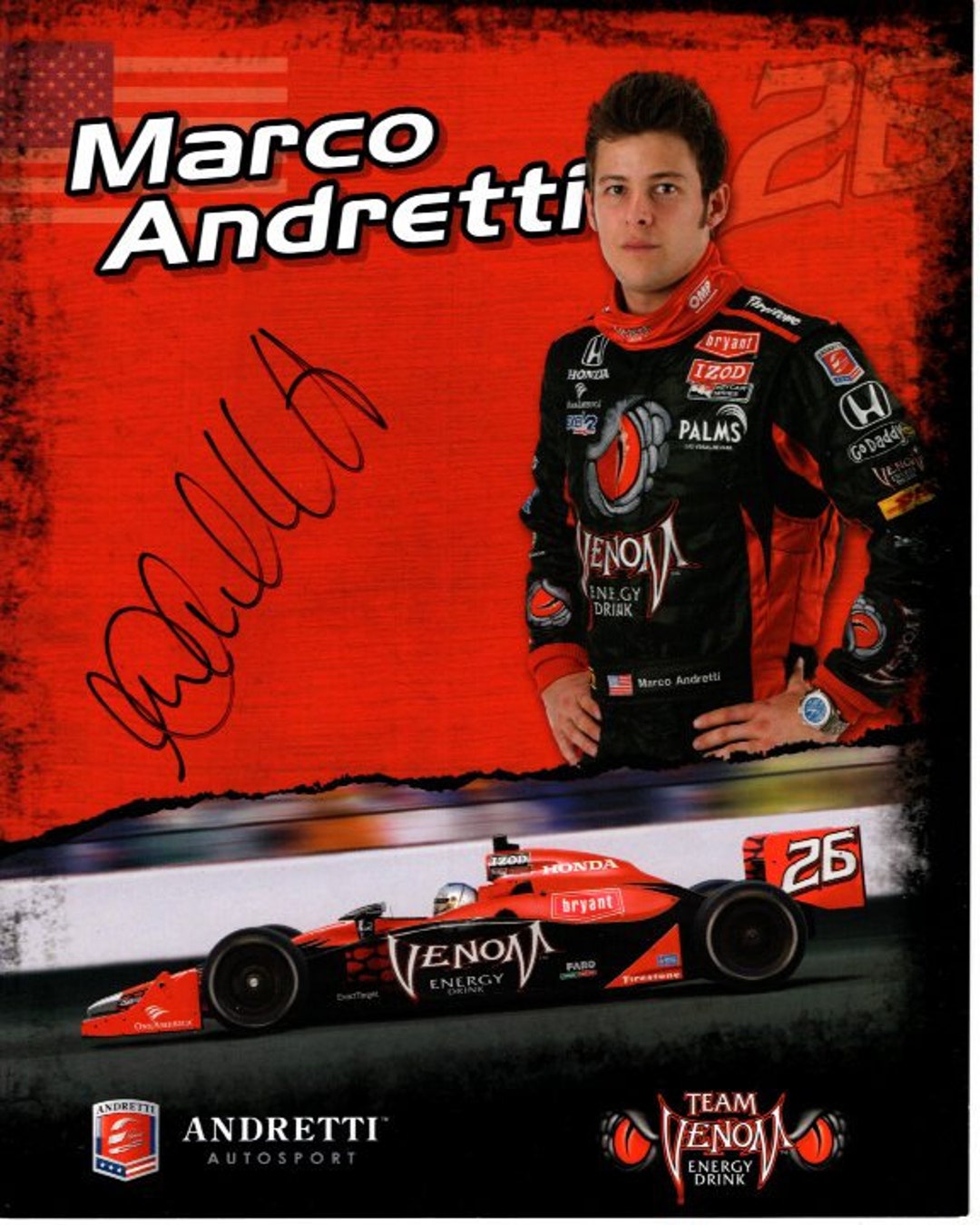 Marco Andretti Signed 8x10 Indy Photo Hero Card W/ Hologram - Etsy