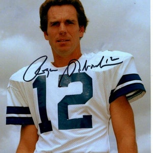 Roger staubach signed nfl dallas cowboys photo w/ hologram coa