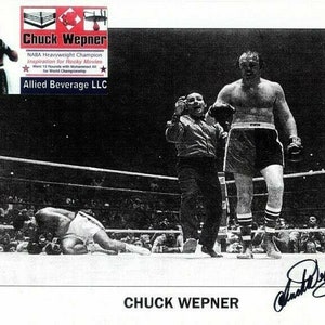Chuck Wepner signed w/ muhammad ali 8x10 photo w/ hologram coa