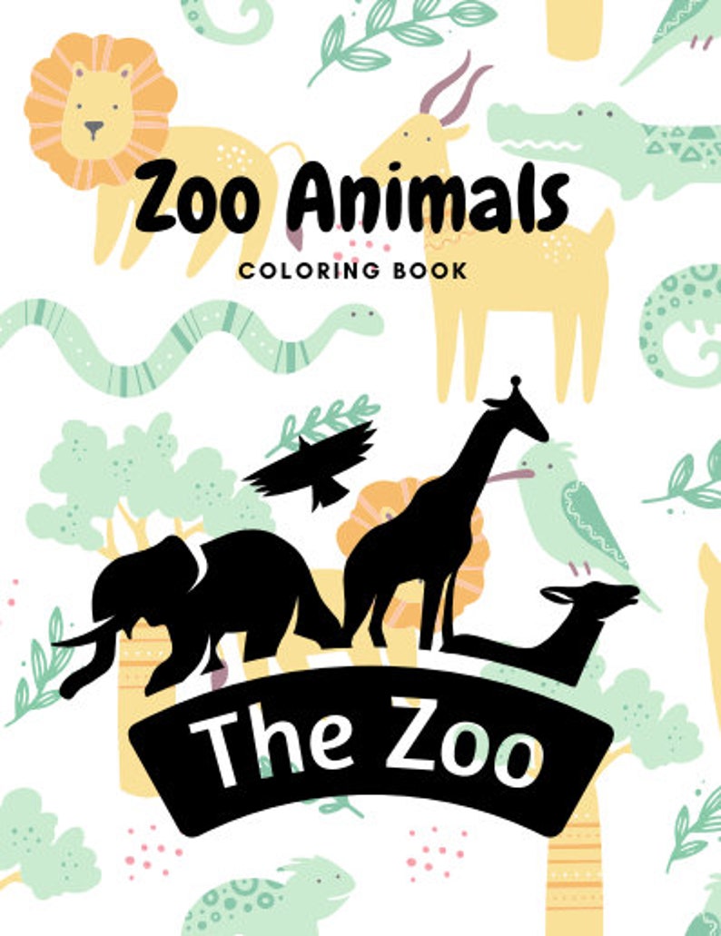 printable zoo animals coloring pages for kids etsy