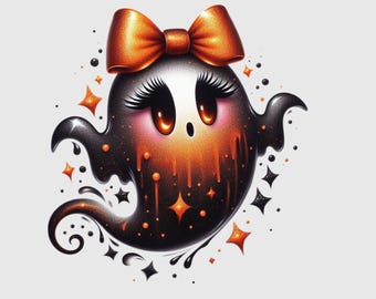 Black & Orange Halloween Ghost Clipart (PNG)