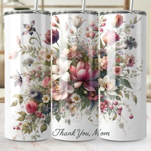 Envoltura floral para vaso: Gracias, mamá, Día de la Madre PNG (Descarga digital)