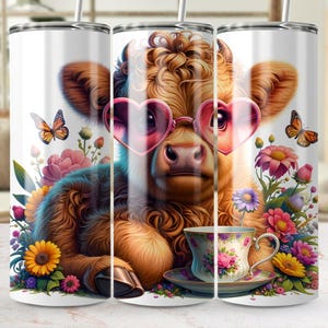 Watercolor Spring Highland Cow Clipart Set , Easter Spring Highland Cow Clipart Bundle, Baby Cow Clipart Bundle, Easter Sublimation Design