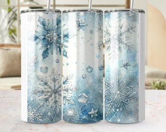 Snowflake Tumbler Wrap: Winter Wonderland Design (Digital PNG)