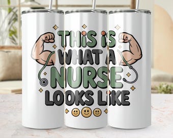 Funny Nurse Tumbler Wrap Design: Strong Nurse Gift (Digital Download)
