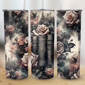Boekomslag met bloemenprint: Dark Academia Rose-ontwerp (digitale png-download)